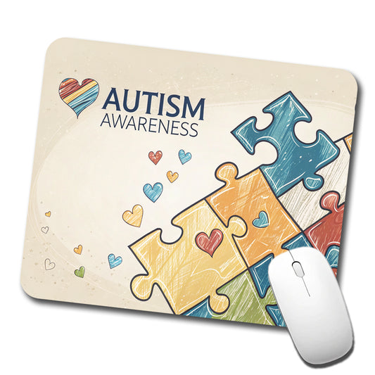 Autism Awareness Puzzle Pieces Heart Low Profile Mouse Pad Mat
