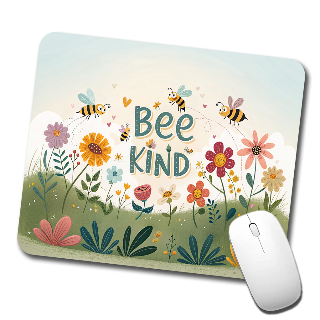 Be Bee Kind With Floral Bees Design Low Profile Mouse Pad Mat