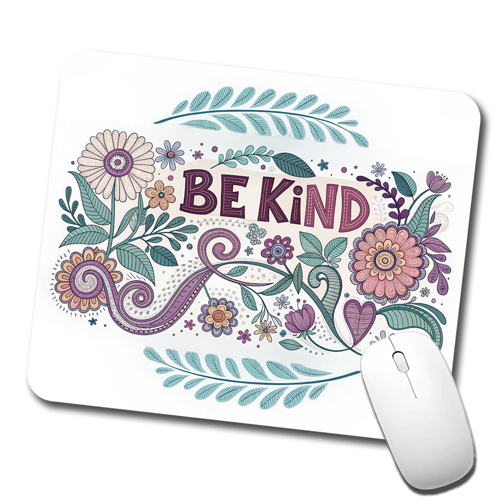 Be Kind Hippie Floral Pattern Low Profile Mouse Pad Mat
