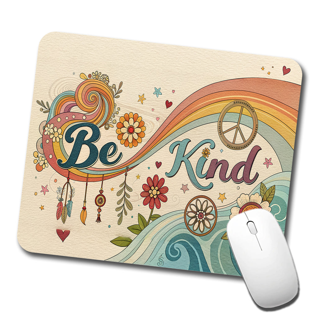 Be Kind Vintage Hippie Design Low Profile Mouse Pad Mat
