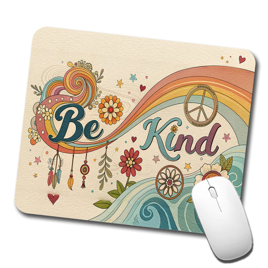 Be Kind Vintage Hippie Design Low Profile Mouse Pad Mat