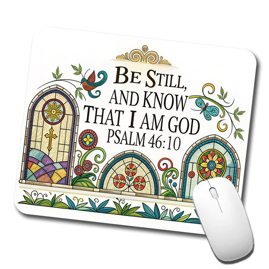 Be Still And Know That I Am God Psalm 46-10 Church Windows Low Profile Mouse Pad Mat