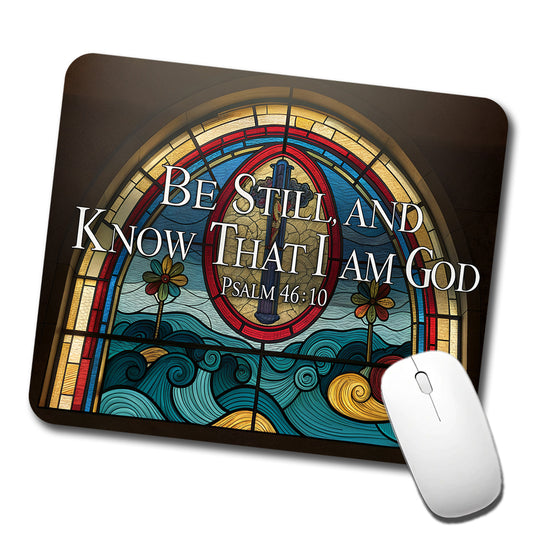 Be Still And Know That I Am God Psalm 46-10 Stained Glass Window Low Profile Mouse Pad Mat