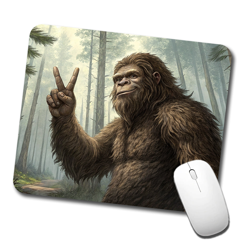Big Foot Giving The Peace Sign Low Profile Mouse Pad Mat