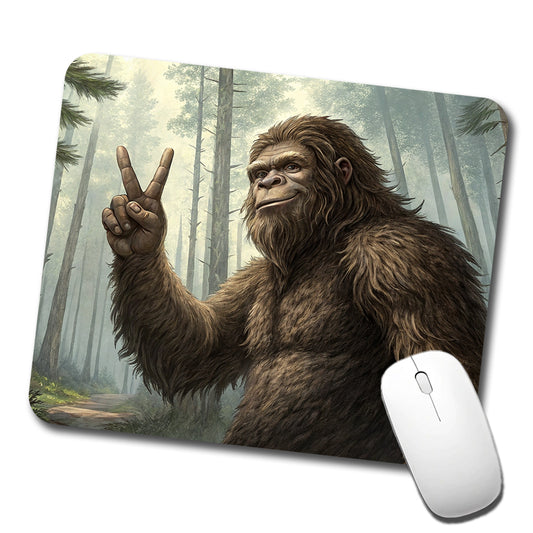 Big Foot Giving The Peace Sign Low Profile Mouse Pad Mat