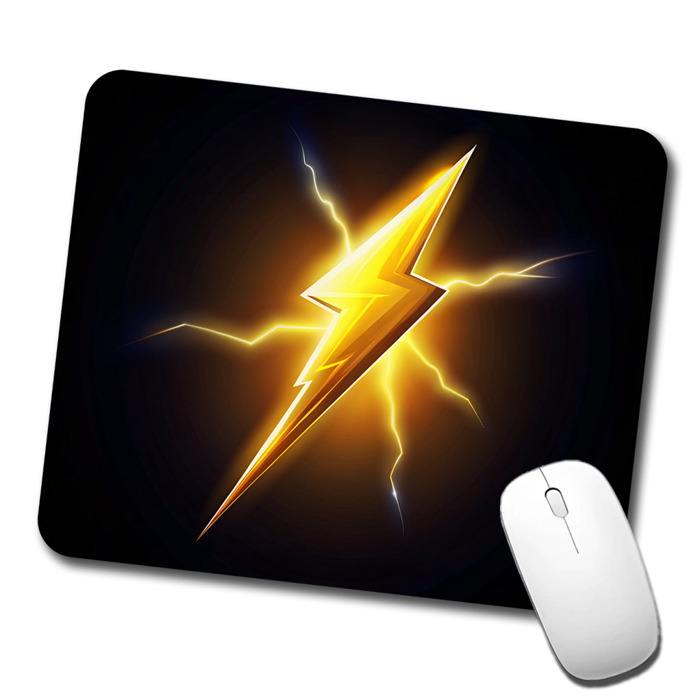 Cartoon Lightning Bolt On Black Low Profile Mouse Pad Mat