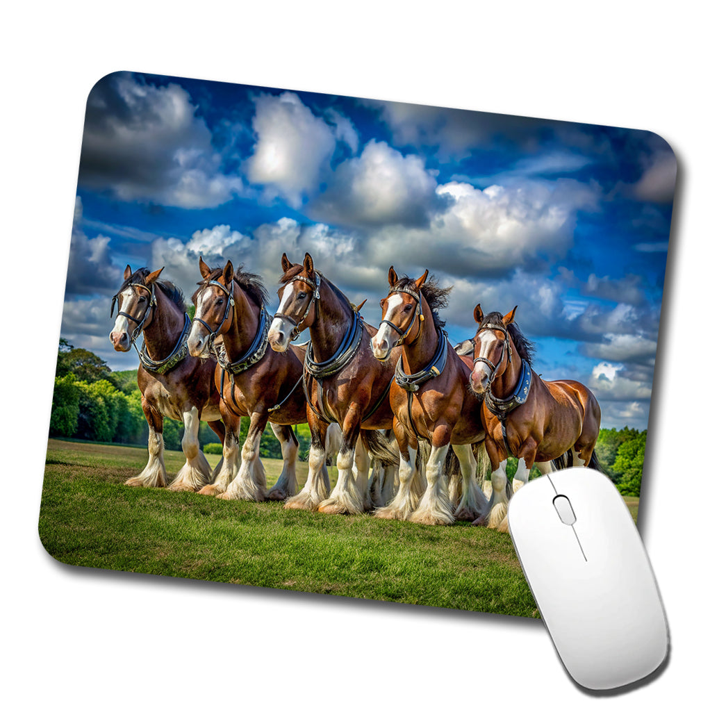 Clydesdale Horses in a Field Low Profile Mouse Pad Mat