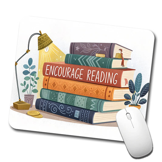 Encourage Reading Stack of Books Low Profile Mouse Pad Mat