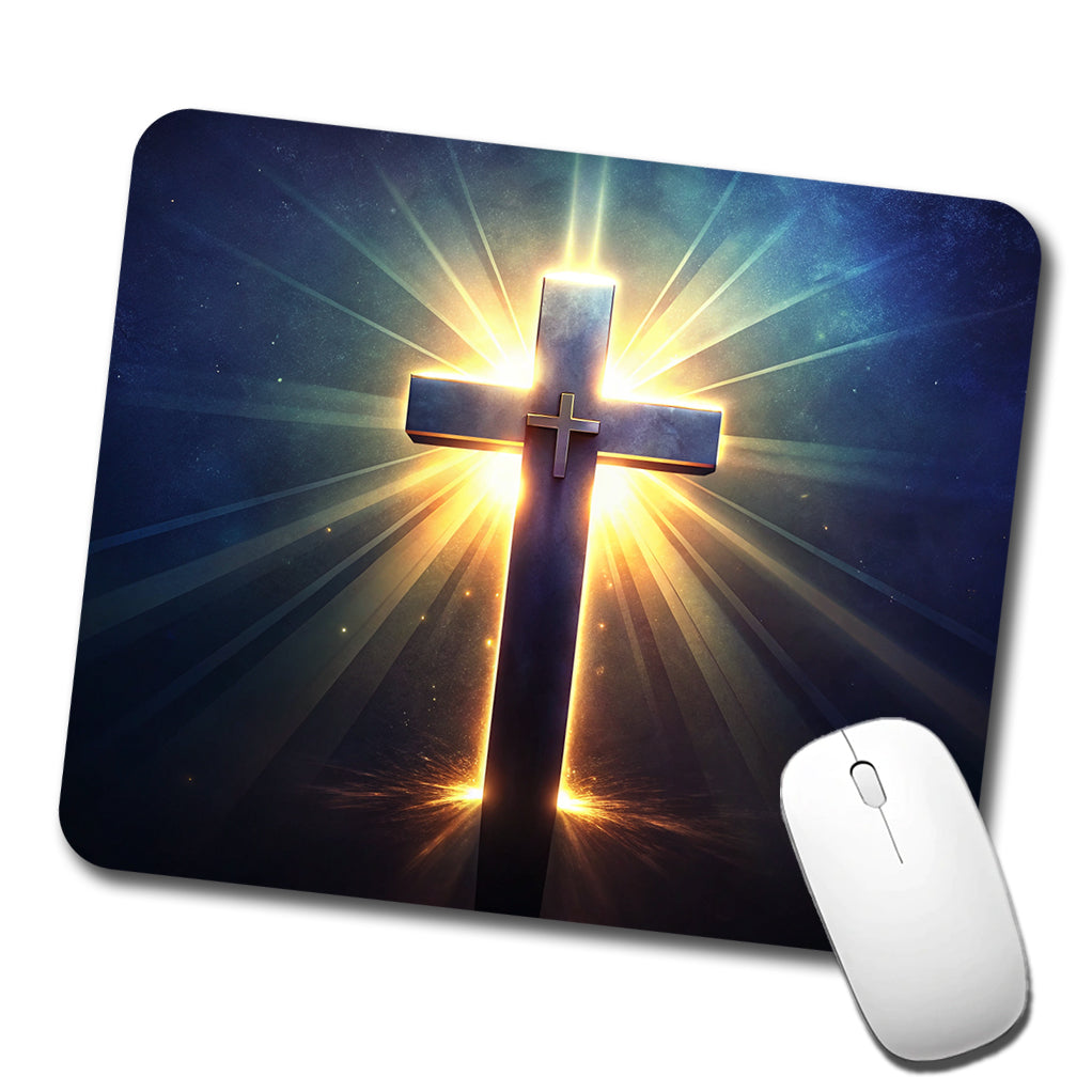 Glowing Religious Cross Low Profile Mouse Pad Mat