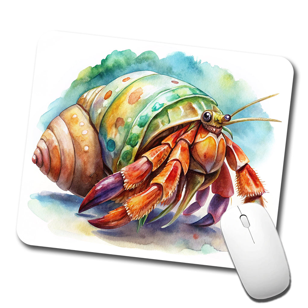 Hermit Crab Watercolor Low Profile Mouse Pad Mat