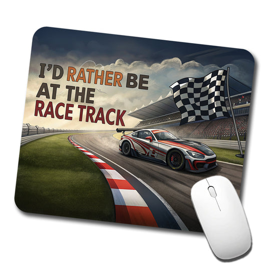 I'd Rather Be At The Race Track Checkered Flag Low Profile Mouse Pad Mat