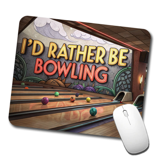 I'd Rather Be Bowling Alley Low Profile Mouse Pad Mat