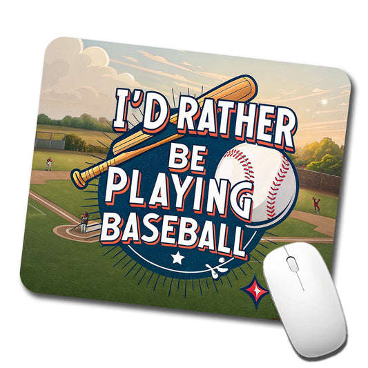 I'd Rather Be Playing Baseball Low Profile Mouse Pad Mat