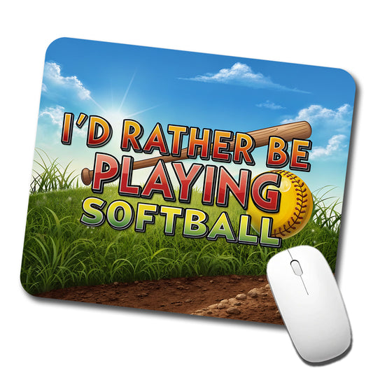 I'd Rather Be Playing Softball Low Profile Mouse Pad Mat