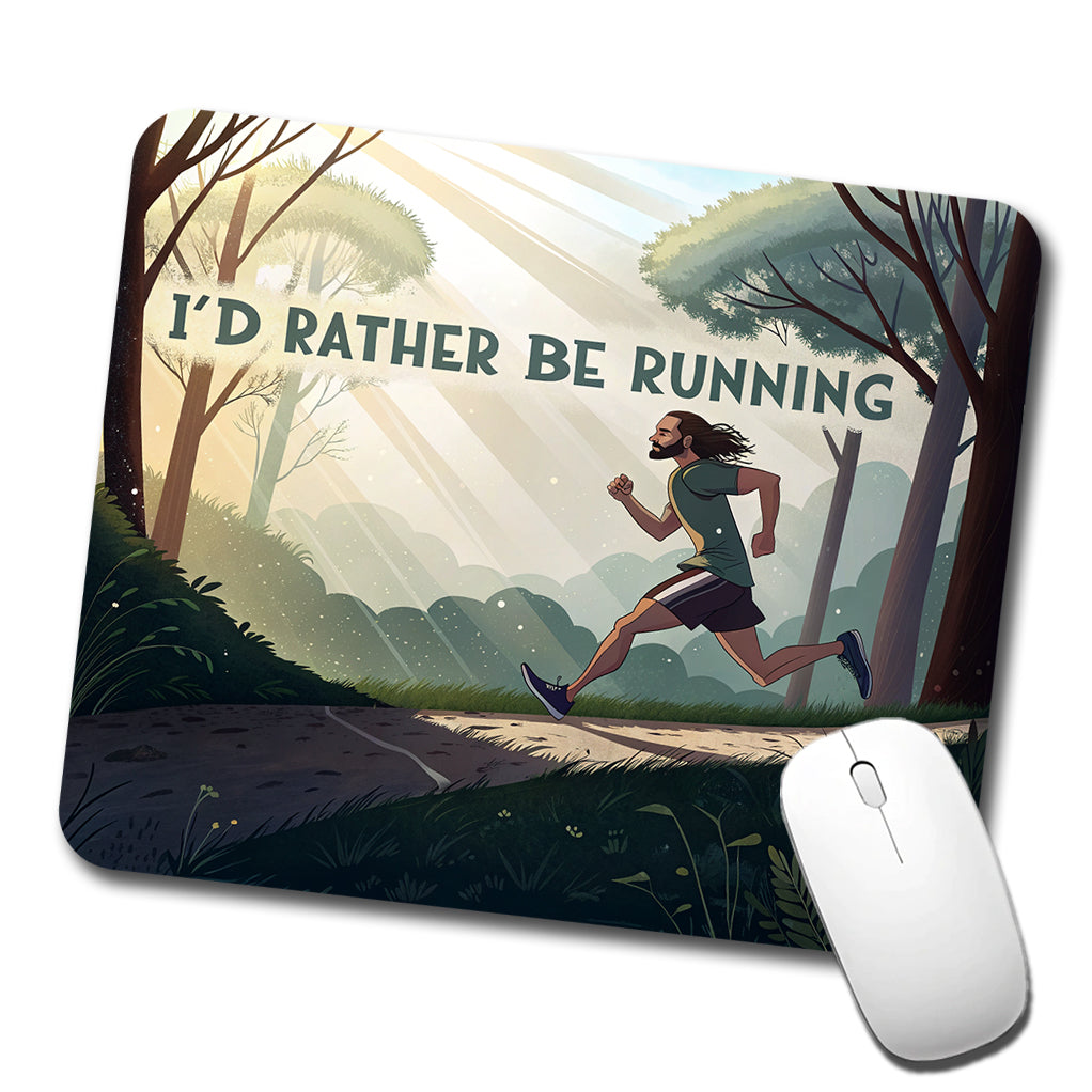 I'd Rather Be Running Man Jogging Low Profile Mouse Pad Mat