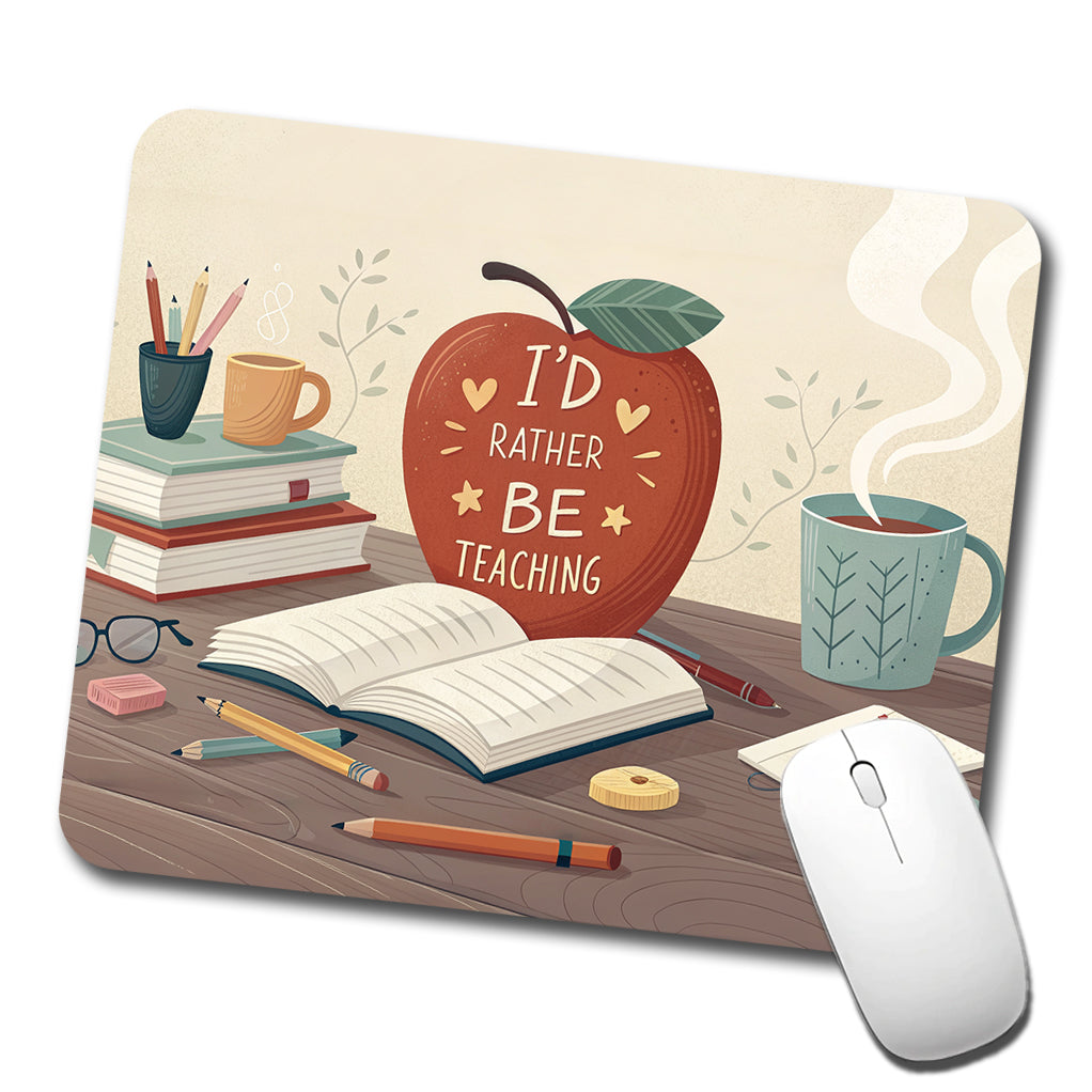 I'd Rather Be Teaching Apple Books Desk Low Profile Mouse Pad Mat