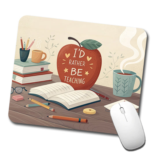 I'd Rather Be Teaching Apple Books Desk Low Profile Mouse Pad Mat