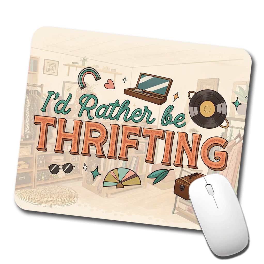 I'd Rather Be Thrifting Thrift Store Shopping Low Profile Mouse Pad Mat