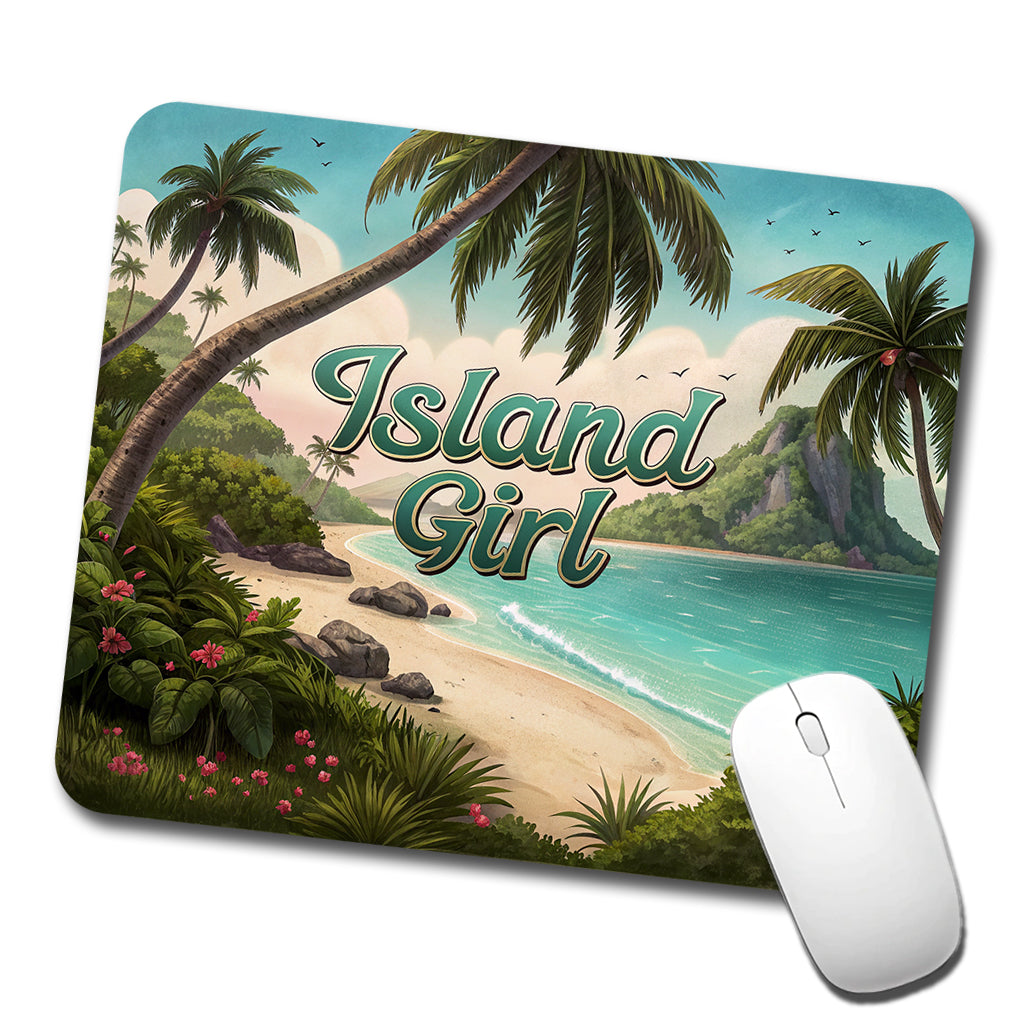 Island Girl Tropical Beach Palm Trees Low Profile Mouse Pad Mat