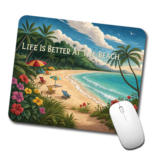 Life is Better At The Beach Tropical Low Profile Mouse Pad Mat