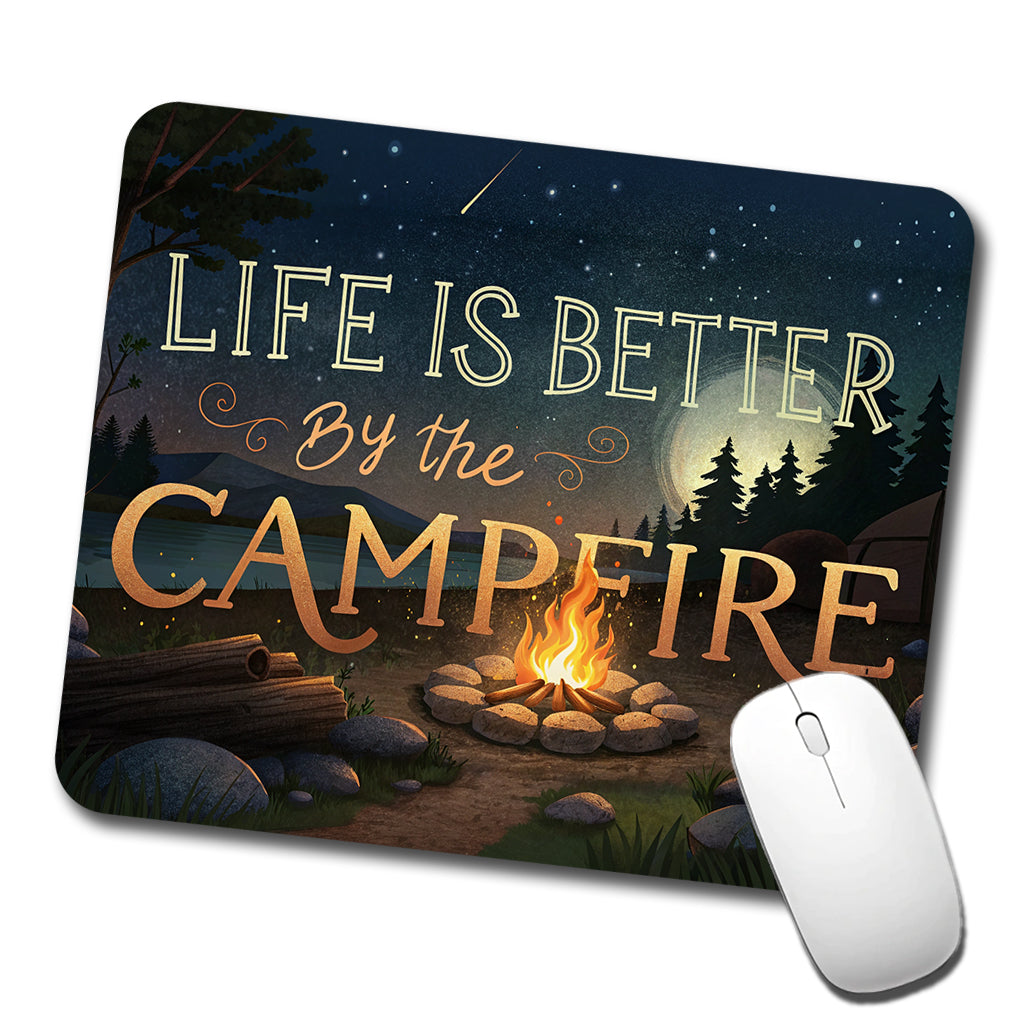 Life is Better By The Campfire Hiking Camping Low Profile Mouse Pad Mat