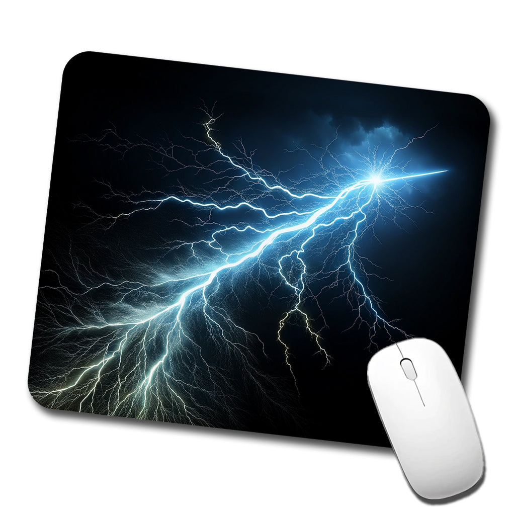 Lightning Bolt Strike at Night Low Profile Mouse Pad Mat