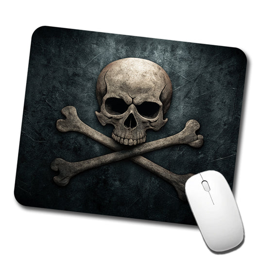 Pirate Skull and Crossbones Dark Rustic Low Profile Mouse Pad Mat