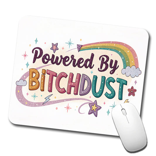Powered By Bitchdust Sparkly Stars Rainbow Low Profile Mouse Pad Mat