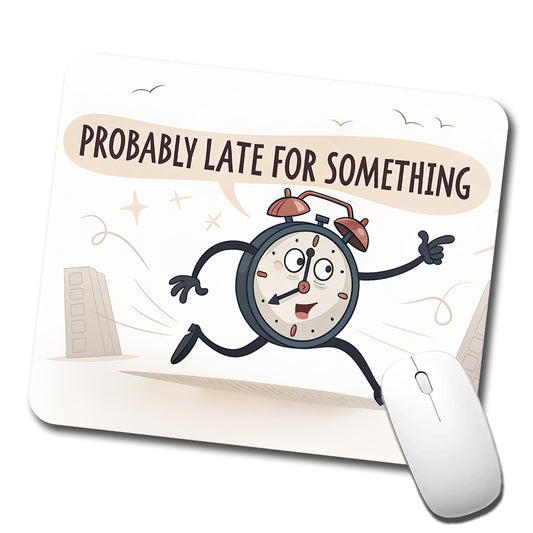 Probably Late For Something Funny Running Clock Low Profile Mouse Pad Mat