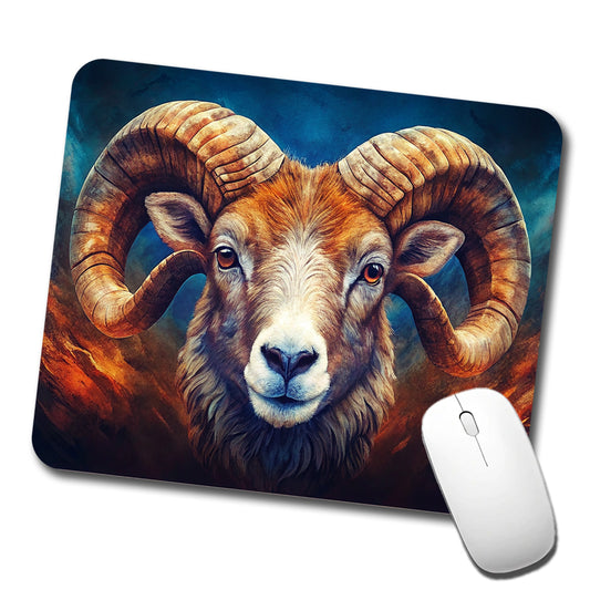 Ram Head Colorful Background Low Profile Mouse Pad Mat