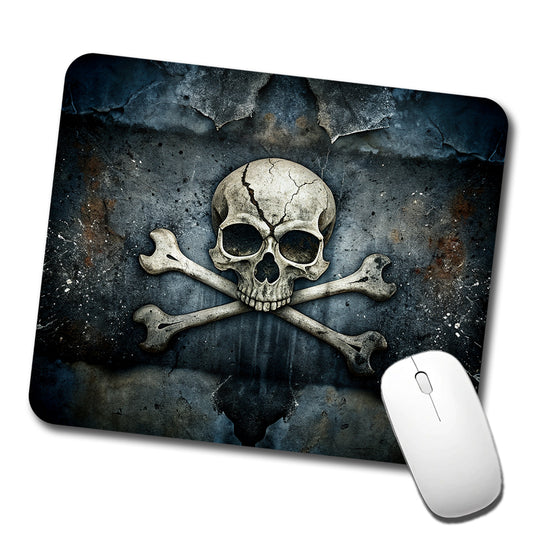 Rustic Skull And Crossbones Pirate Jolly Roger Low Profile Mouse Pad Mat