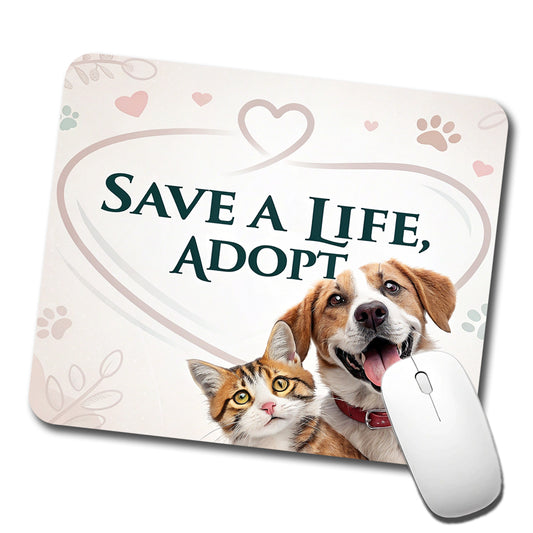 Save A Life Adopt Rescue Pet Dog Cat Low Profile Mouse Pad Mat