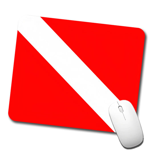 Scuba Diving Flag Red White Diver Down Low Profile Mouse Pad Mat