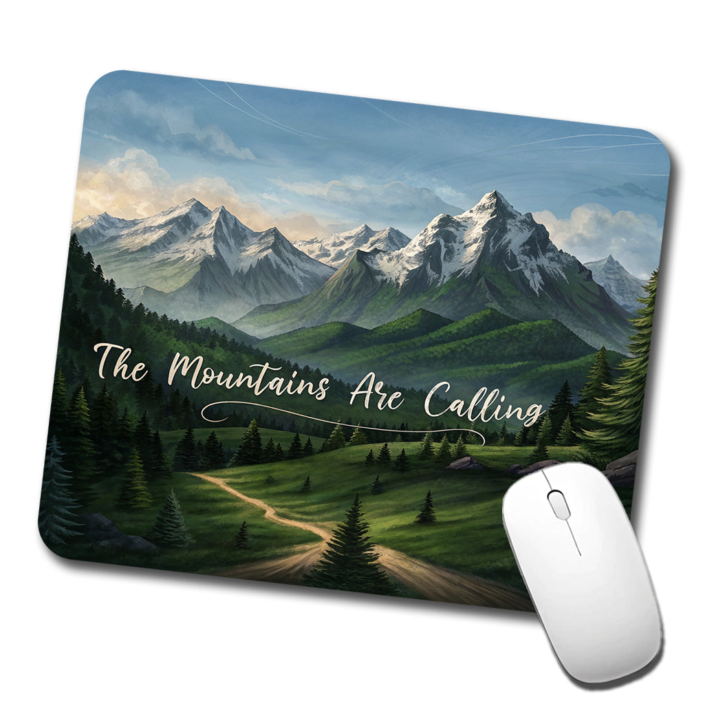 The Mountains Are Calling Hiking Camping Outdoors Adventure Low Profile Mouse Pad Mat