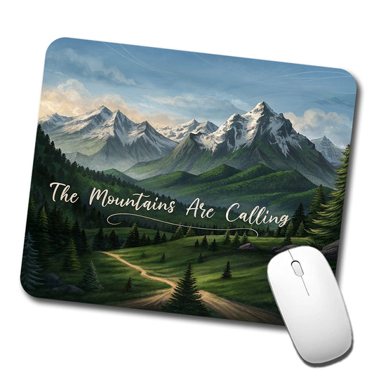 The Mountains Are Calling Hiking Camping Outdoors Adventure Low Profile Mouse Pad Mat