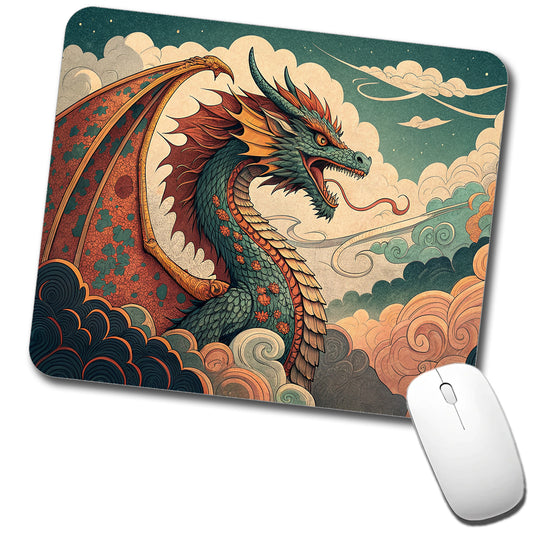 60's Style Pulp Fantasy Dragon Illustration Low Profile Mouse Pad Mat