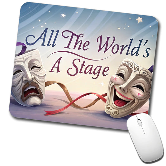 All The World's a Stage Theater Drama Masks Low Profile Mouse Pad Mat