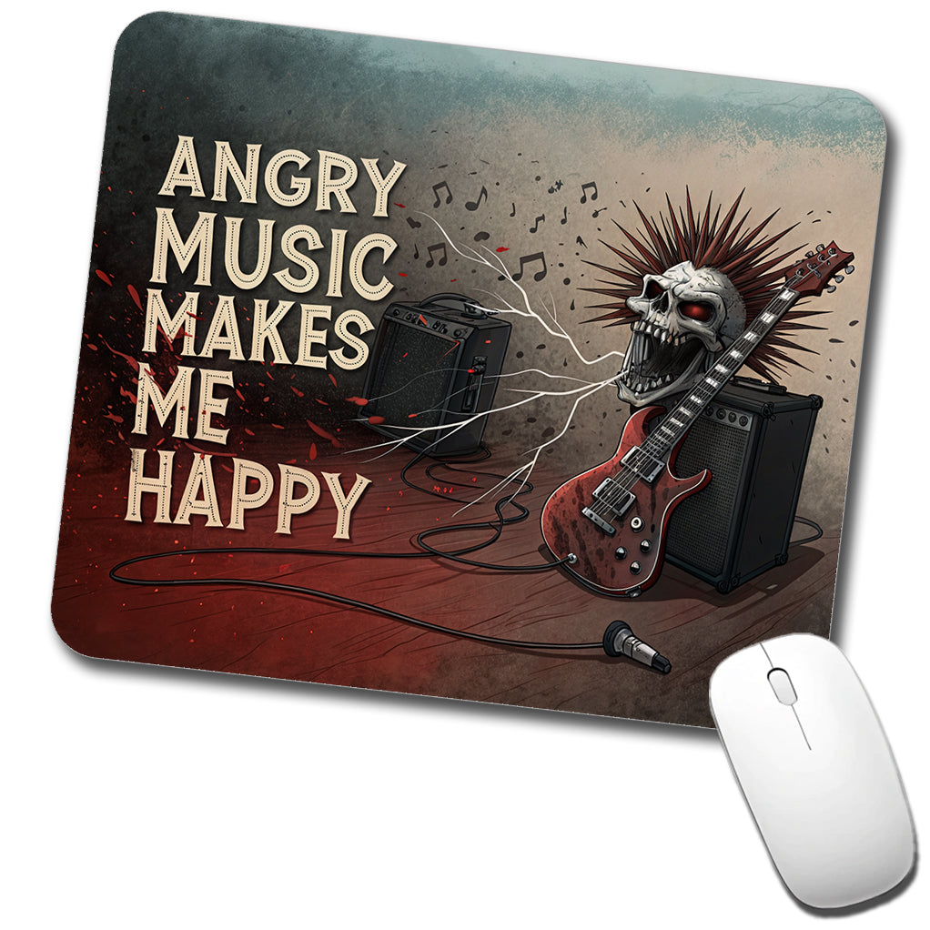 Angry Music Makes Me Happy Heavy Metal Rock and Roll Low Profile Mouse Pad Mat