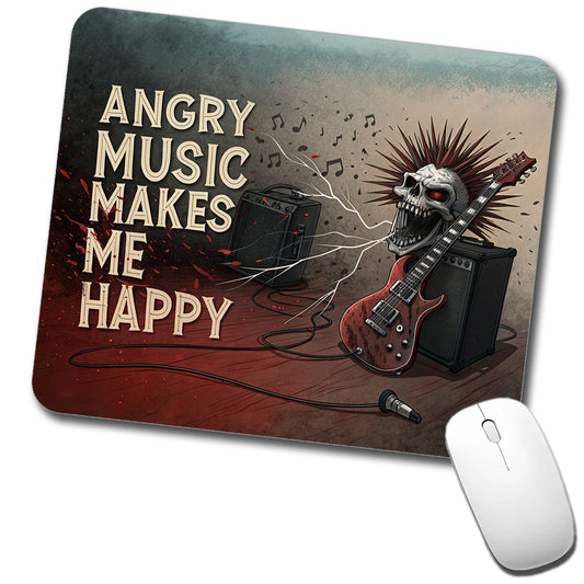 Angry Music Makes Me Happy Heavy Metal Rock and Roll Low Profile Mouse Pad Mat