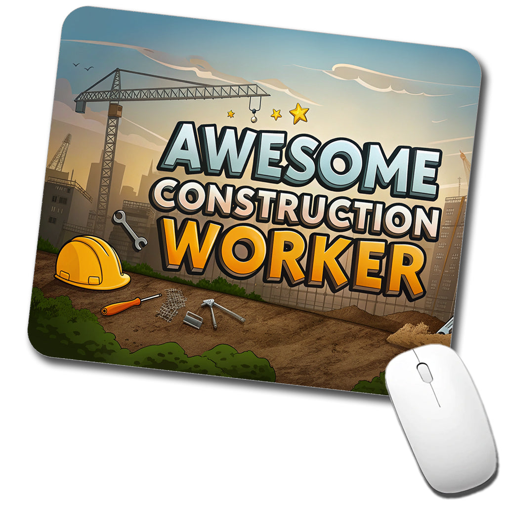 Awesome Construction Worker Inspirational Low Profile Mouse Pad Mat