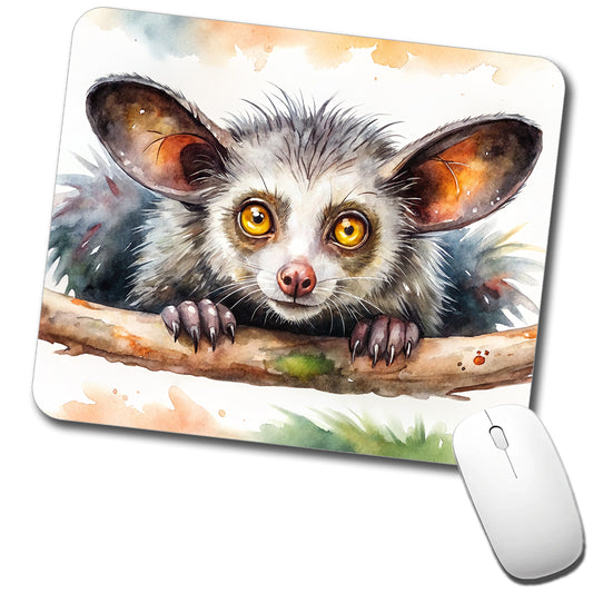 Aye Aye Long Fingered Lemur Watercolor Low Profile Mouse Pad Mat