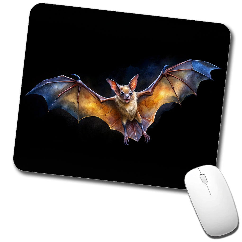 Bat Flying Watercolor Black Background Low Profile Mouse Pad Mat