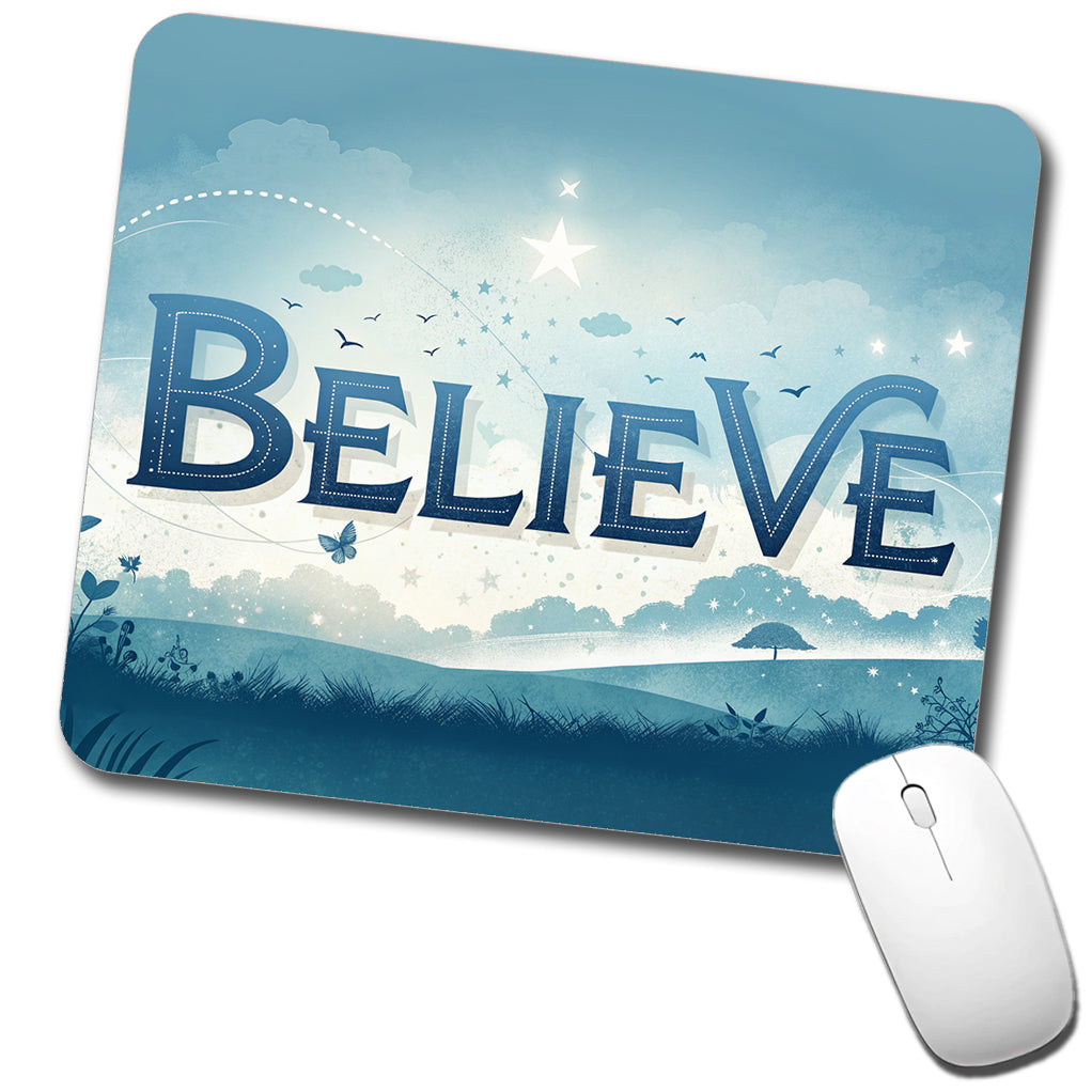Believe Inspirational Religious Low Profile Mouse Pad Mat