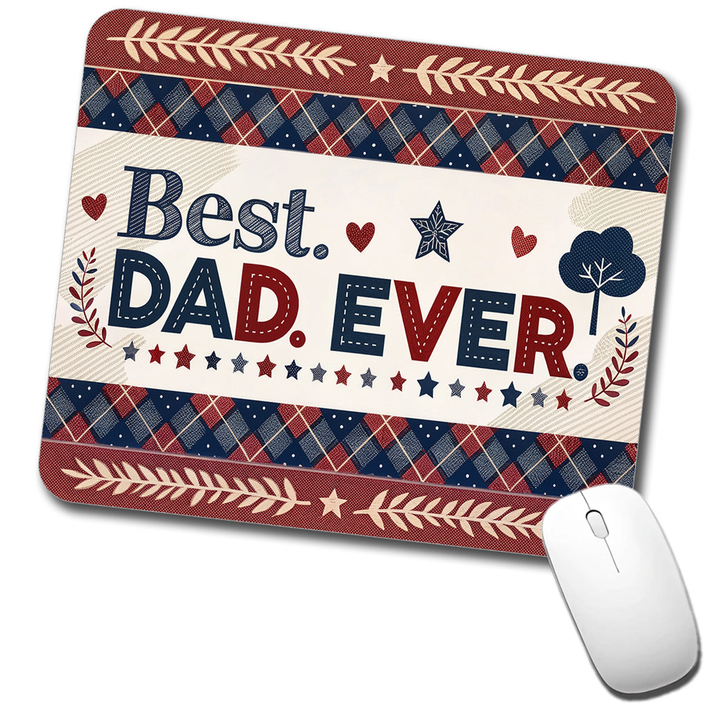 Best Dad Ever Plaid Father's Day Low Profile Mouse Pad Mat