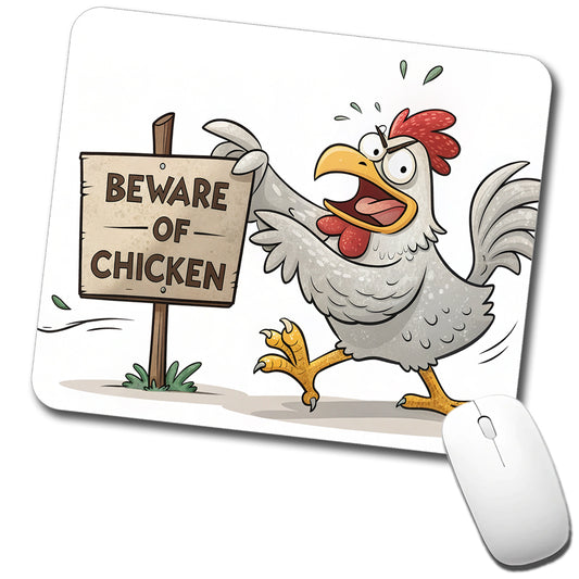 Beware Of Chicken Funny Low Profile Mouse Pad Mat