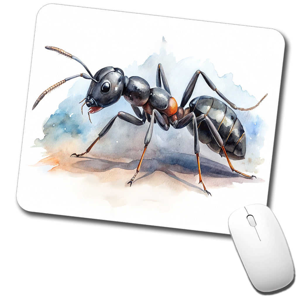 Black Carpenter Ant Watercolor Low Profile Mouse Pad Mat