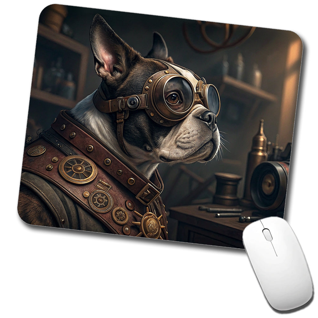 Boston Terrier Dog Steampunk Low Profile Mouse Pad Mat