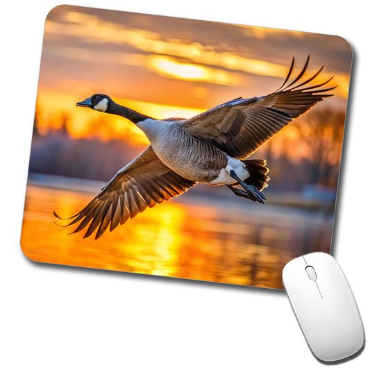Canada Canadian Goose In Flight At Sunset Low Profile Mouse Pad Mat