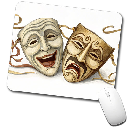 Comedy And Tragedy Theater Drama Masks Low Profile Mouse Pad Mat