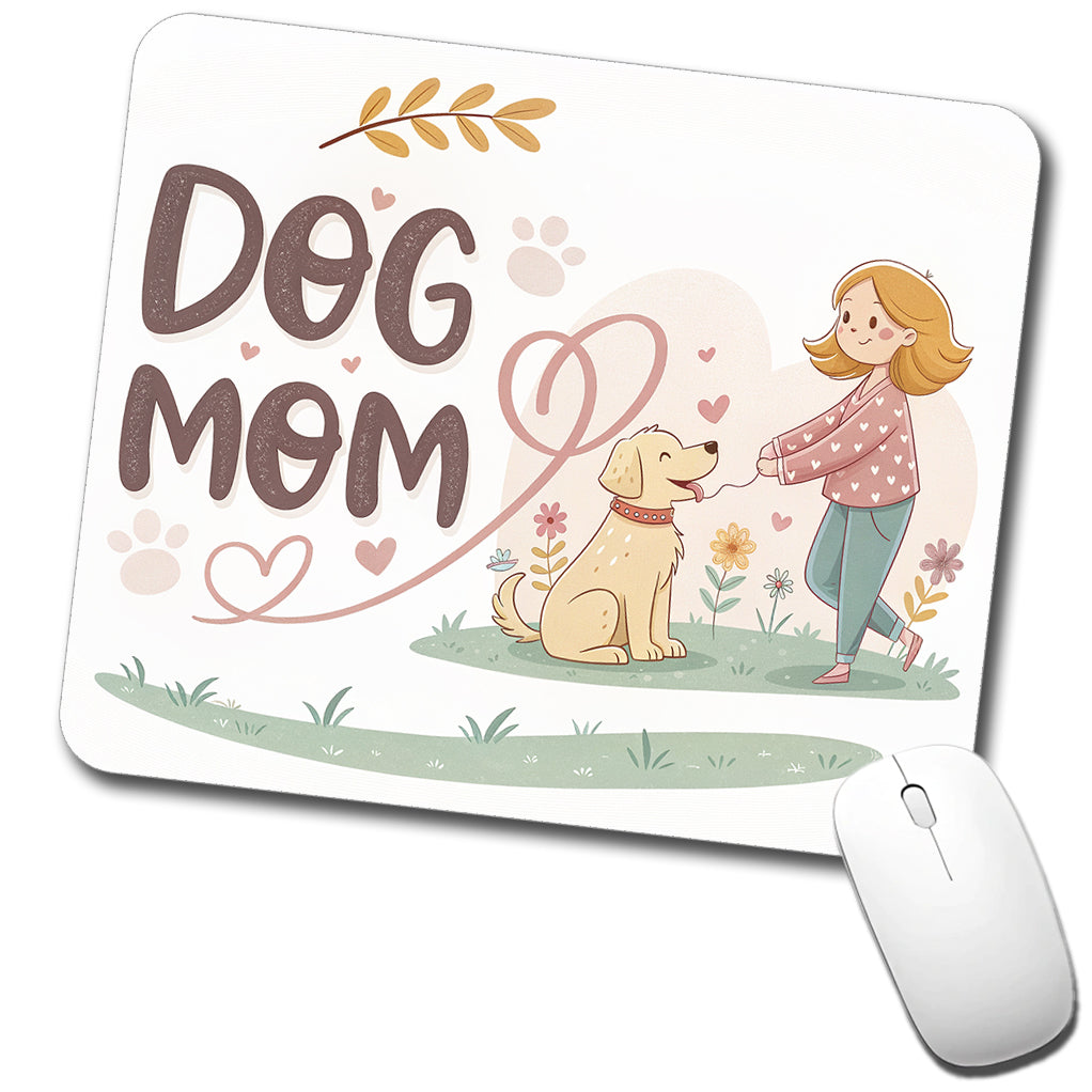 Dog Mom Cartoon Low Profile Mouse Pad Mat